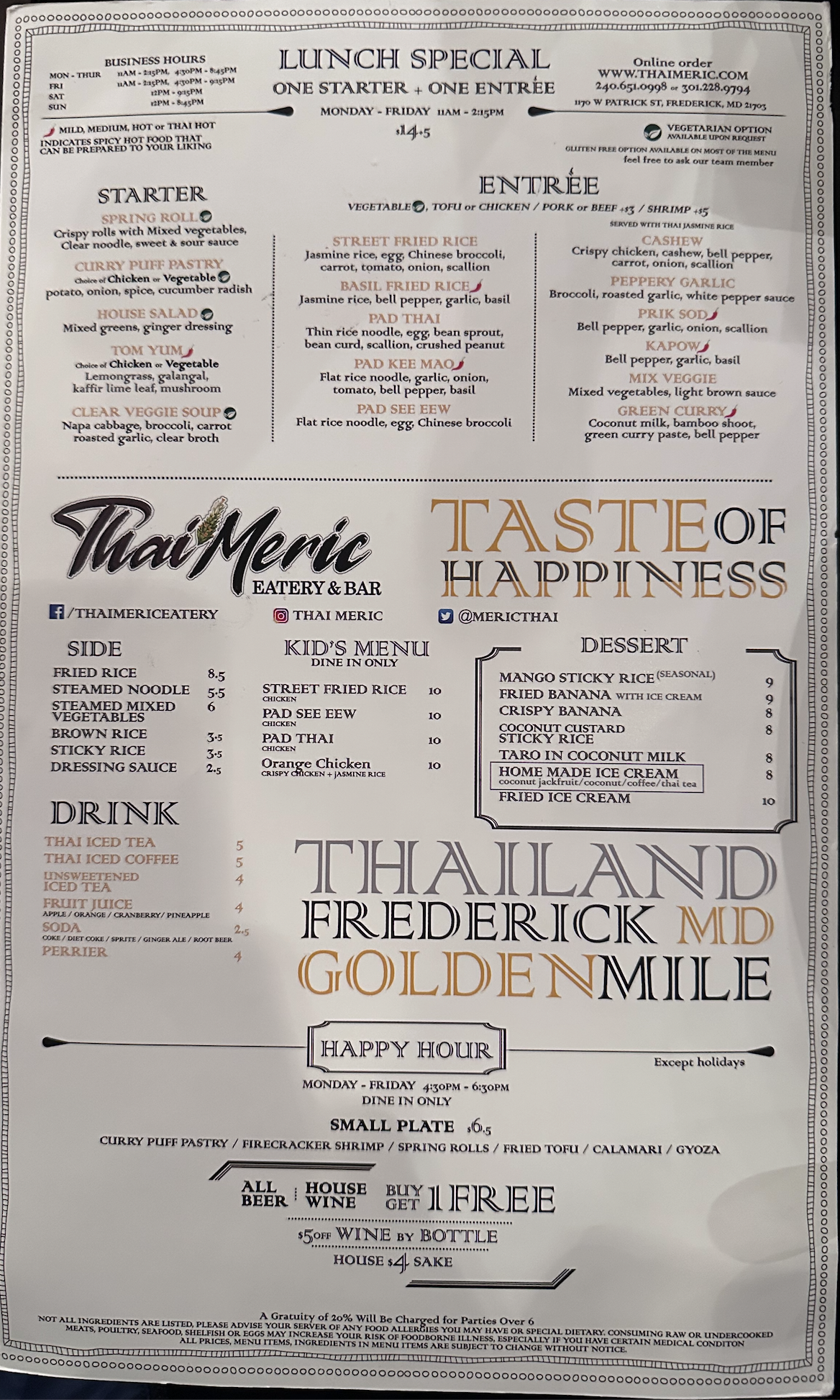 Thai Meric Eatery Menu01